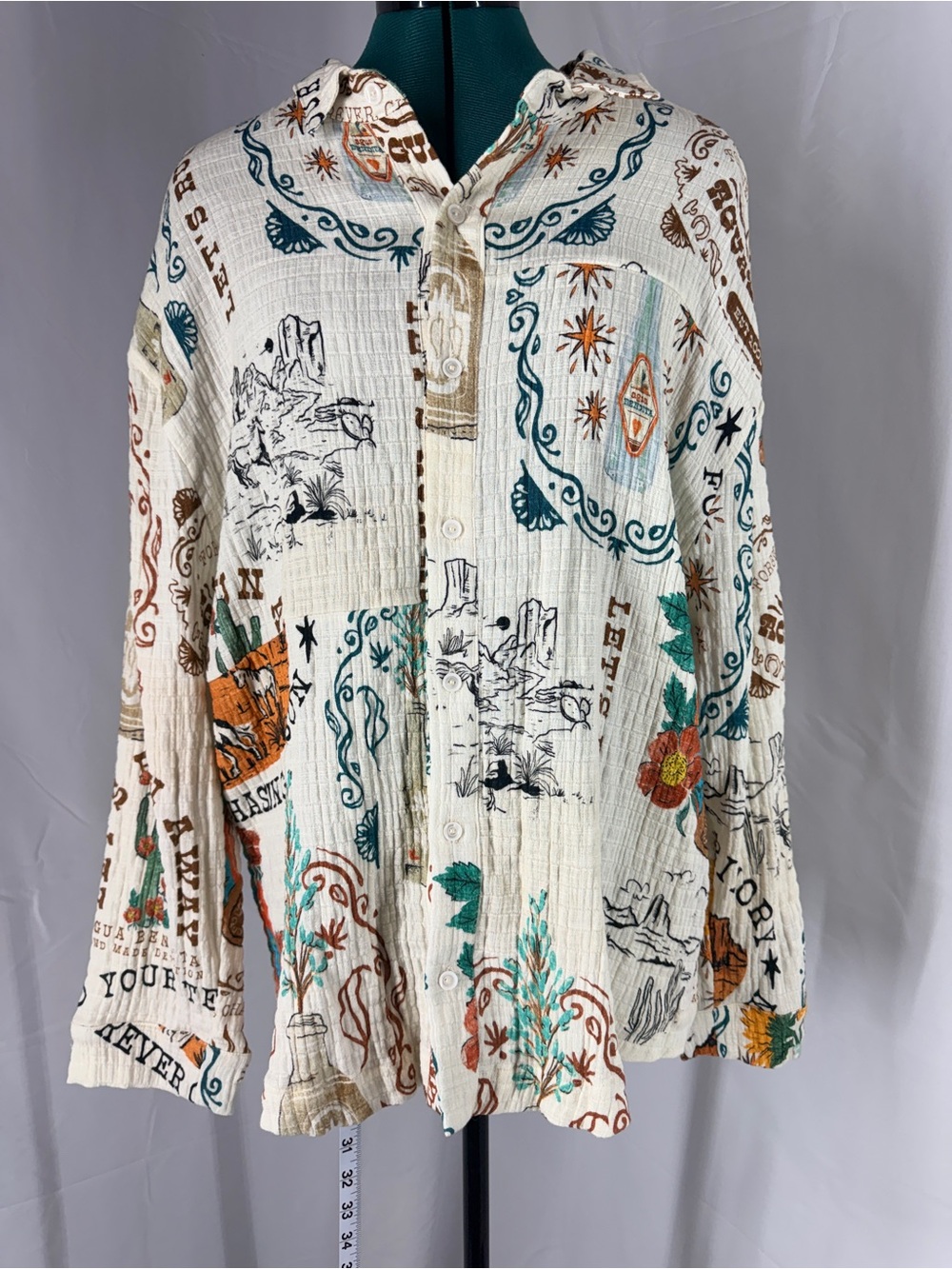 Agua Bendita Cream Multicolor Printed Button-Down Shirt